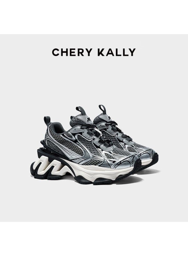 Chery Kally Star Same Style Thick-soled Height-increasing Dad Shoes All-match Women's Sports Casual Shoes 3477 Silver Gray 35 - Image 5