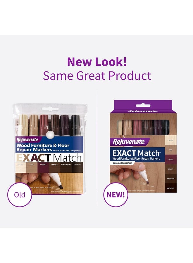 Rejuvenate أقلام إصلاح الأثاث الخشبي والأرضيات من ريجوفينيت، 6 قطع، أقلام بنية تغطي جميع الخدوش والآثار والأضرار للأثاث الخشبي والأرضيات - Image 2