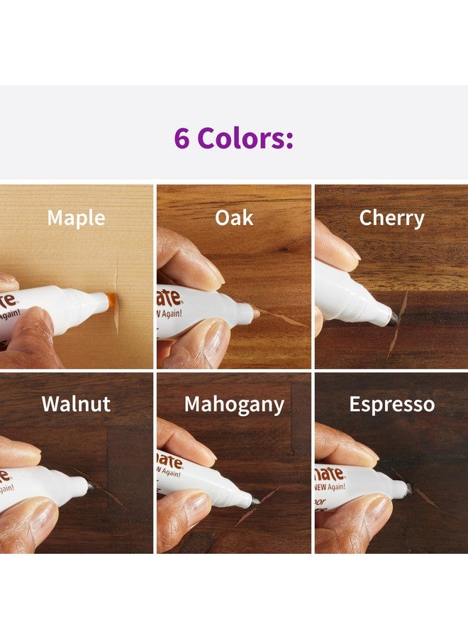 Rejuvenate أقلام إصلاح الأثاث الخشبي والأرضيات من ريجوفينيت، 6 قطع، أقلام بنية تغطي جميع الخدوش والآثار والأضرار للأثاث الخشبي والأرضيات - Image 3