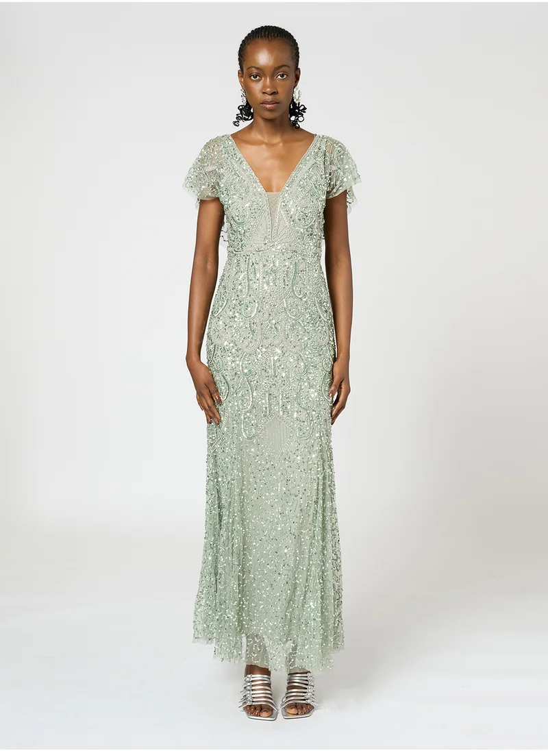 BEAUUT Remi Embellished Sequin Maxi Dress