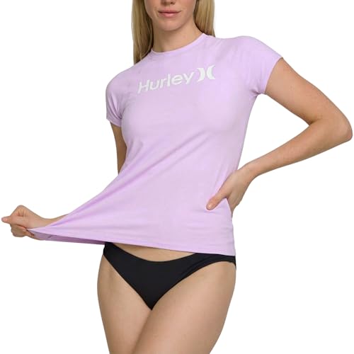 Hurley Rash Guard for Women Short Sleeve Swim Shirts for Women Rashguard UPF 50 SPF UV Protection Lilac - Image 1
