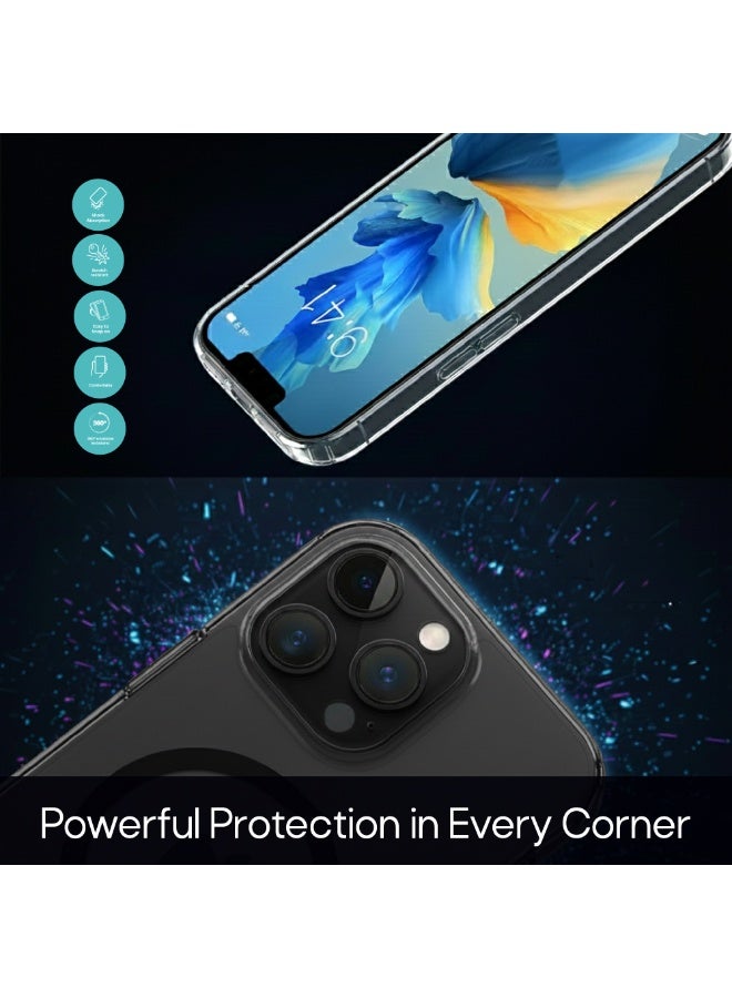 Aztech غطاء آيفون 14 برو ماكس – مغناطيسي شفاف نحيف مع حماية من السقوط العسكرية بارتفاع 12 قدم، مقاوم للصدمات، ضد الاصفرار، مغناطيسات N56 قوية، خفيف الوزن للغاية - Image 4