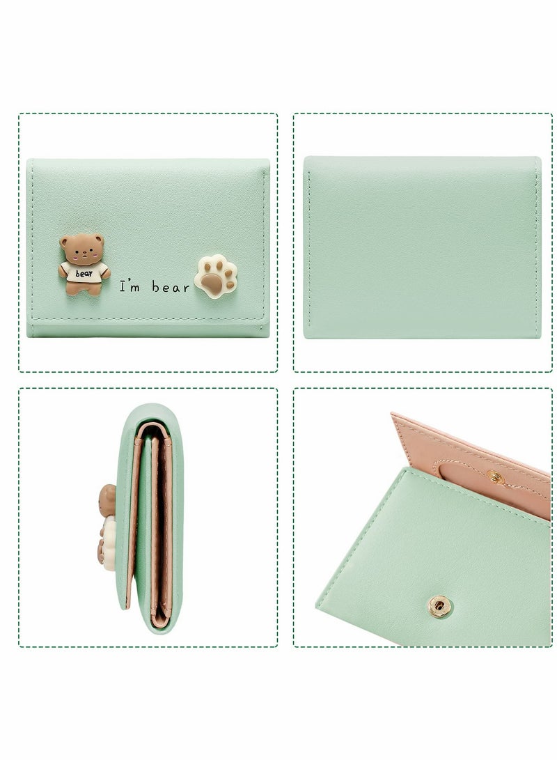 Excefore Small Wallet, Cartoon Cute Wallet for Girls, Trifold Wallet Slim Coin Purse Cash Pocket ID Window, PU Leather Slim Purse - Image 3