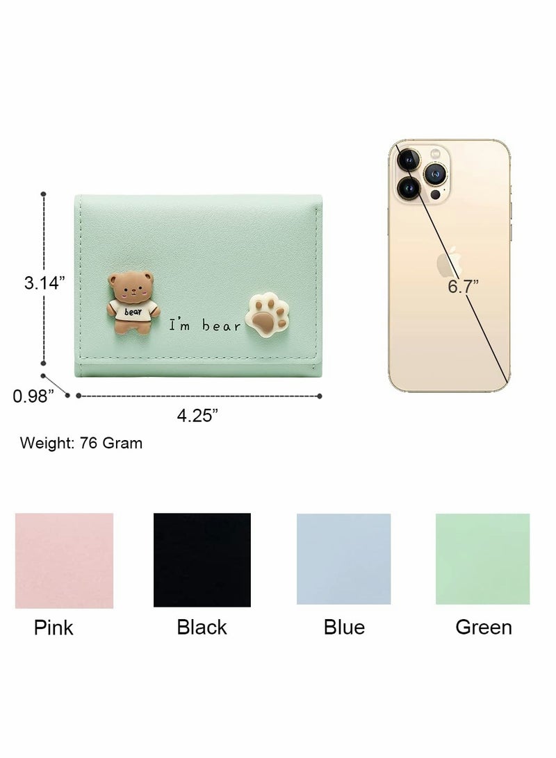Excefore Small Wallet, Cartoon Cute Wallet for Girls, Trifold Wallet Slim Coin Purse Cash Pocket ID Window, PU Leather Slim Purse - Image 4