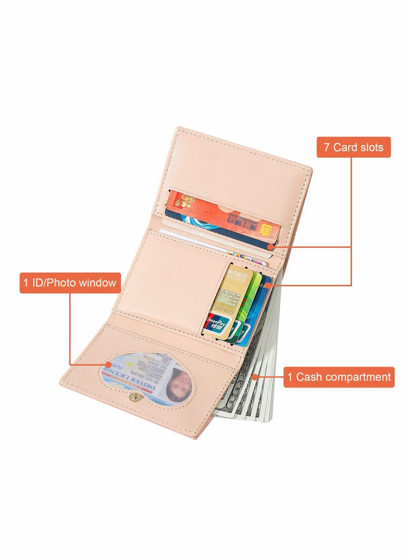 Excefore Small Wallet, Cartoon Cute Wallet for Girls, Trifold Wallet Slim Coin Purse Cash Pocket ID Window, PU Leather Slim Purse - Image 2