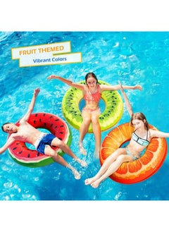 Jasonwell Inflatable Pool Floats Kids 4 Pack Floaties Pool Tubes Swim Rings Fruit Water Floaty Watermelon Kiwi Orange Grape Inflatable Pool Toys Float For Swimming Pool Party Lake Beach Kids Adults  - Image 3