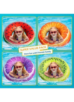 Jasonwell Inflatable Pool Floats Kids 4 Pack Floaties Pool Tubes Swim Rings Fruit Water Floaty Watermelon Kiwi Orange Grape Inflatable Pool Toys Float For Swimming Pool Party Lake Beach Kids Adults  - Image 4