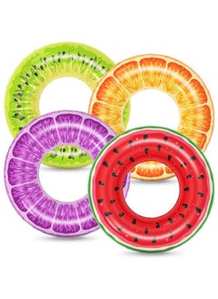 Jasonwell Inflatable Pool Floats Kids 4 Pack Floaties Pool Tubes Swim Rings Fruit Water Floaty Watermelon Kiwi Orange Grape Inflatable Pool Toys Float For Swimming Pool Party Lake Beach Kids Adults  - Image 1