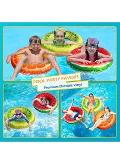 Jasonwell Inflatable Pool Floats Kids 4 Pack Floaties Pool Tubes Swim Rings Fruit Water Floaty Watermelon Kiwi Orange Grape Inflatable Pool Toys Float For Swimming Pool Party Lake Beach Kids Adults  - Image 5