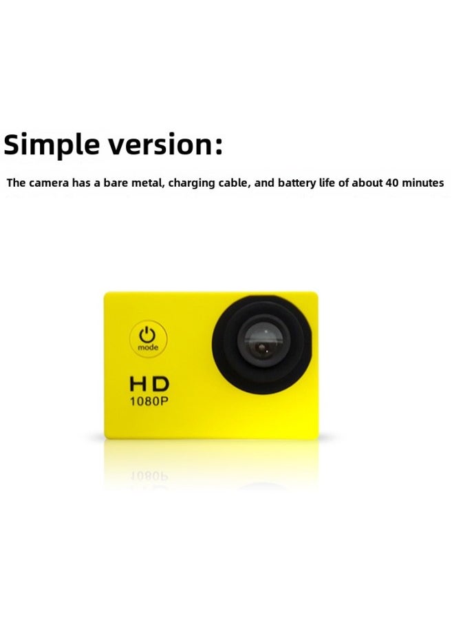Generic Motorcycle Bike Helmet Ride Recorder Diving Sports Camera HD Waterproof Digital Video Camera-Body Color:Yellow Simplified Version-package 3  - Image 1