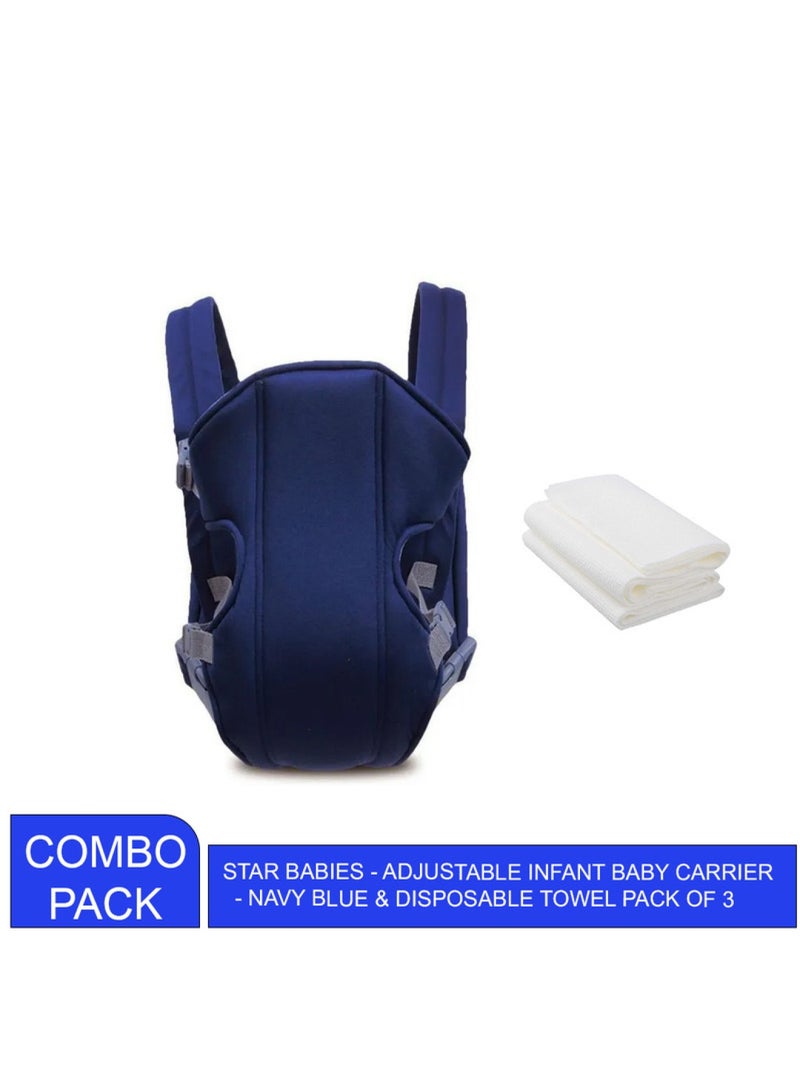 STAR BABiES Combo Pack Baby Carrier Disposable Towel Pack Of 3 - Navy Blue  - Image 2