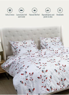 Good Sleep Designer Duvet Set (6-Piece) Red Floral King Size (220x240 cm), Premium Fabric, Breathable & Elegant | Includes 1 Duvet Cover, 1 Fitted Bedsheet & 4 Pillow Covers with Zipper Closures  - Image 1