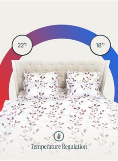 Good Sleep Designer Duvet Set (6-Piece) Red Floral King Size (220x240 cm), Premium Fabric, Breathable & Elegant | Includes 1 Duvet Cover, 1 Fitted Bedsheet & 4 Pillow Covers with Zipper Closures  - Image 5