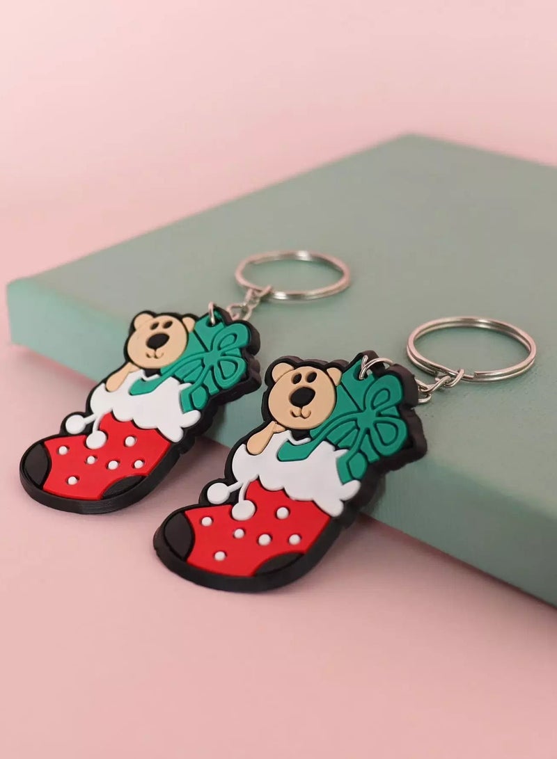 2pcs Christmas Socks Charm Keychain - Image 2