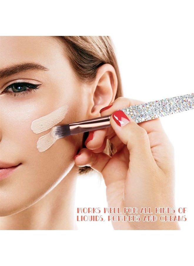 KEYPOWER - Makeup Brushes Bling Crystal Professional Face Cosmetics Blending Liquid Foundation Powder Concealer Eye Shadows Make Up Beauty Tool Glitter with Pouch Bag Kit Purely Handmade (12PCS) (White) - Image 1