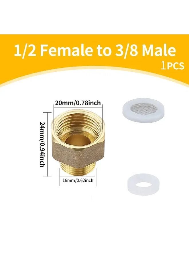 مقبس أنبوب نحاسي 1/2 أنثى إلى 3/8 ذكر محول سداسي الخيوط - Image 1