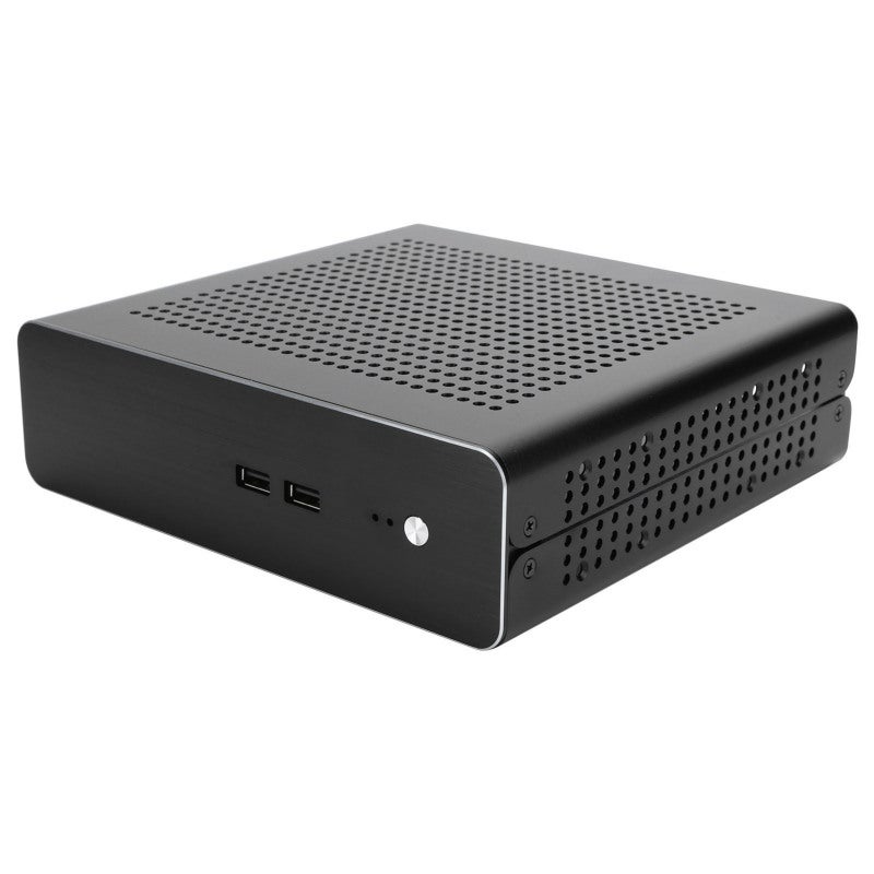 علبة كمبيوتر مكتبية من الألومنيوم تدعم اللوحة الأم بتنسيق Mini-ITX، هيكل كامل من الألومنيوم بملمس مؤكسد - هيكل HTPC للتركيب الأفقي والعمودي وعلى الحائط، مناسب لغرفة المعيشة واللافتات الرقمية. - Image 4