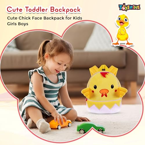 Toyshine 26cm Cute Chick Face Soft Stuff Backpack for Kids Girls Boys Toddler Backpack Preschool Nursery Travel Bag, Mini Size - Pink - Image 4