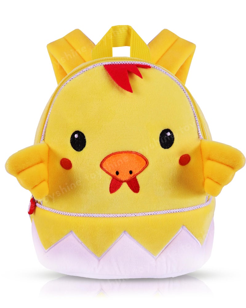 Toyshine 26cm Cute Chick Face Soft Stuff Backpack for Kids Girls Boys Toddler Backpack Preschool Nursery Travel Bag, Mini Size - Pink - Image 1