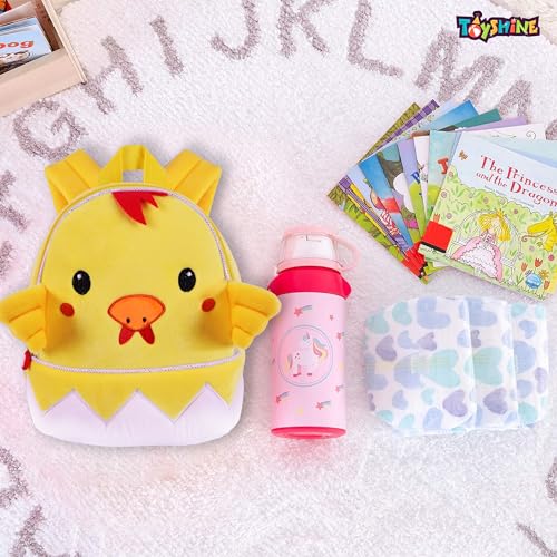 Toyshine 26cm Cute Chick Face Soft Stuff Backpack for Kids Girls Boys Toddler Backpack Preschool Nursery Travel Bag, Mini Size - Pink - Image 5