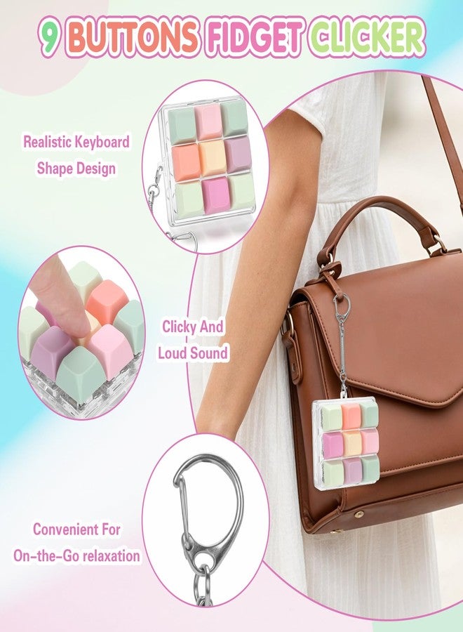 FunisFun Keyboard Fidget Toy with Keychain, 9 Buttons Fidget Clicker for Adults, Stress Relief Office Gifts to Relieve Anxiety and Improve Focus - Image 3