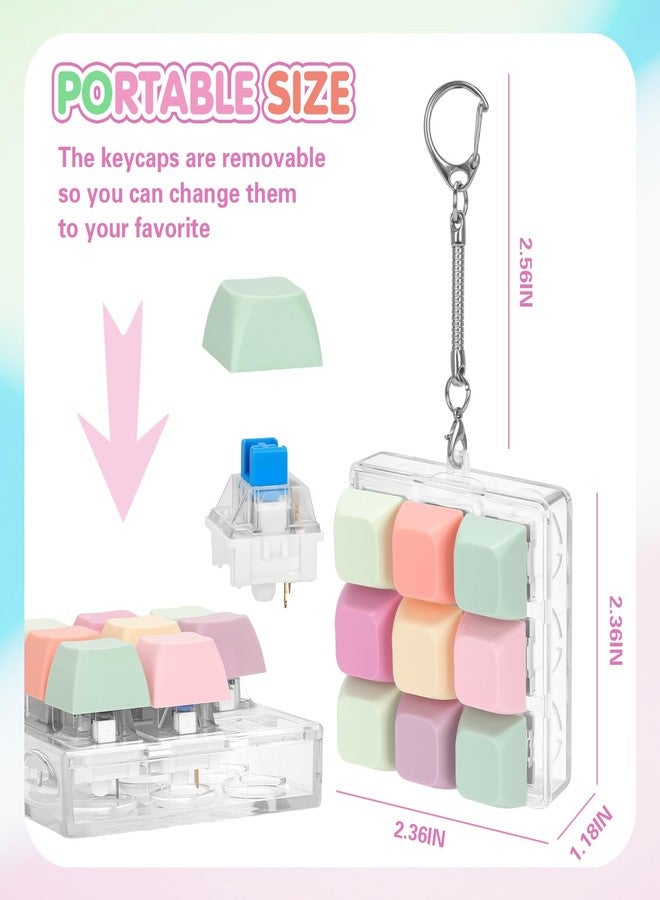 FunisFun Keyboard Fidget Toy with Keychain, 9 Buttons Fidget Clicker for Adults, Stress Relief Office Gifts to Relieve Anxiety and Improve Focus - Image 2