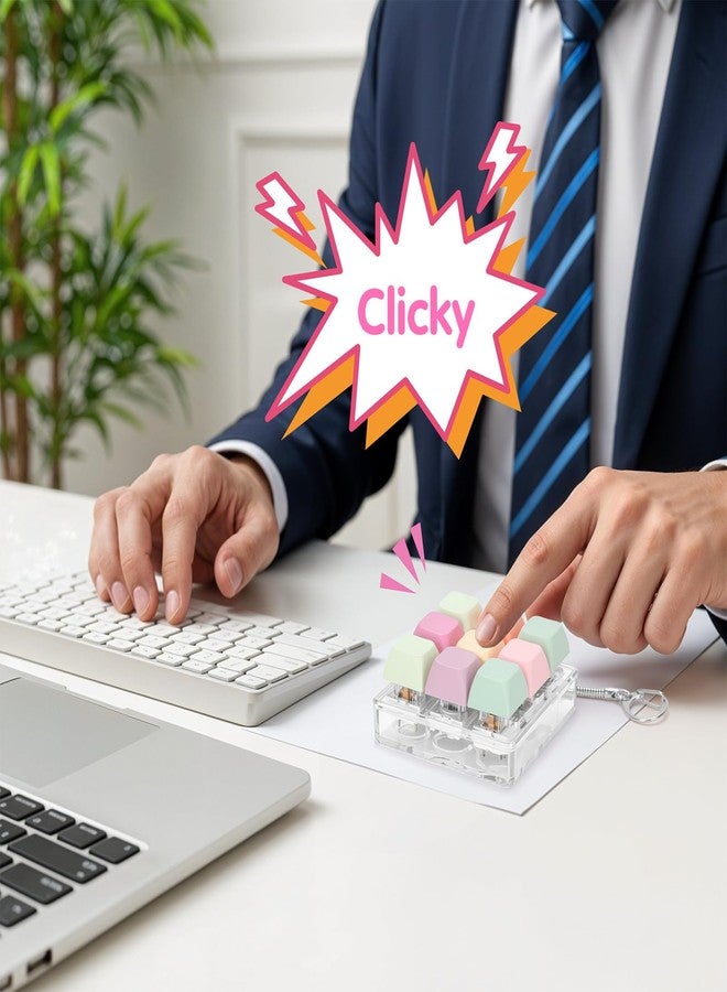 FunisFun Keyboard Fidget Toy with Keychain, 9 Buttons Fidget Clicker for Adults, Stress Relief Office Gifts to Relieve Anxiety and Improve Focus - Image 5