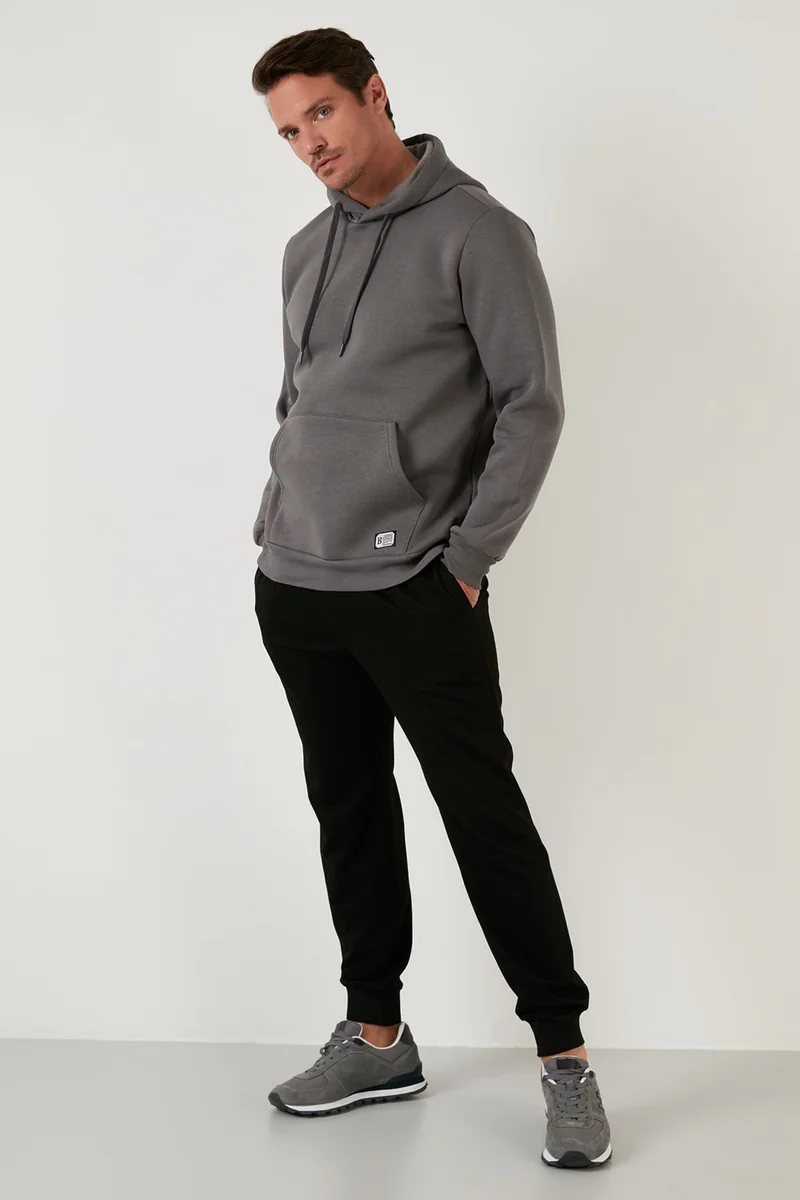 بوراتي Slim Fit Hooded Kangaroo Pocket Furry Soft Fleece Sweat Men's SWEAT 5905281