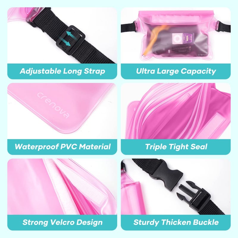 Crenova Waterproof Fanny Packs for Women, Sandproof Dry Bag for Beach, Water proof Pouch for Phone Passport Purse, Floating Waterproof Bags for Cruise Travel Water Park Boating Fishing Diving Surfing Kayaking - Image 3