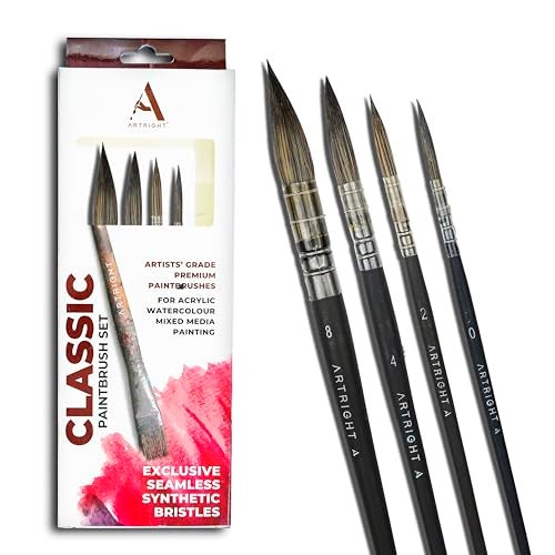 Artright Artist Mop Brush Set of 4 - Sizes 0, 2, 4, 8 | Black Synthetic Bristles | Soft Mop Paintbrush for Watercolor & Acrylic Painting - Image 2
