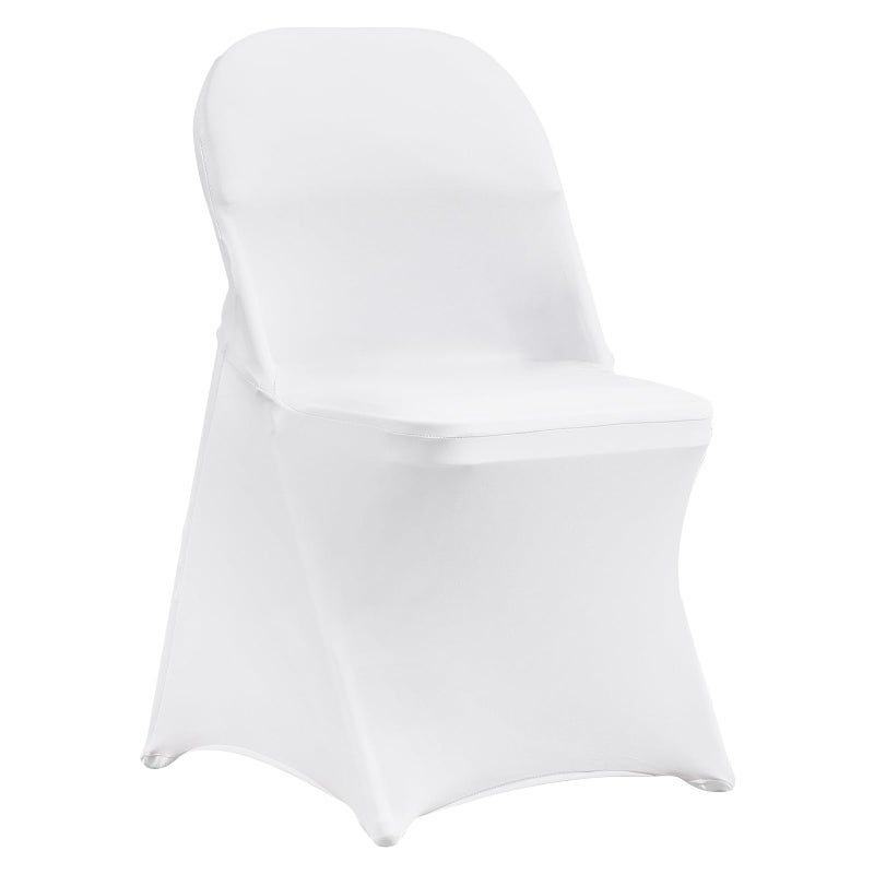 VEVOR Stretch Spandex Folding Chair Covers, Universal Fitted Chair Cover, Removable Washable Protective Slipcovers, for Wedding, Holiday, Banquet, Party, Celebration, Dining (50PCS White) - Image 1