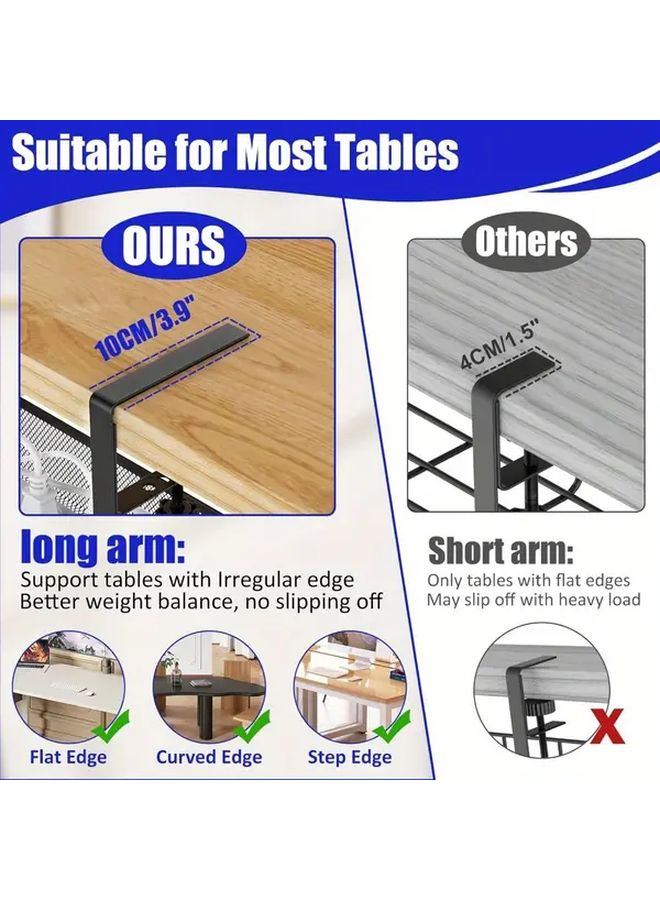 Under Desk Cable Management Tray No Drill Mesh Wire Organizer Box Black - Image 4