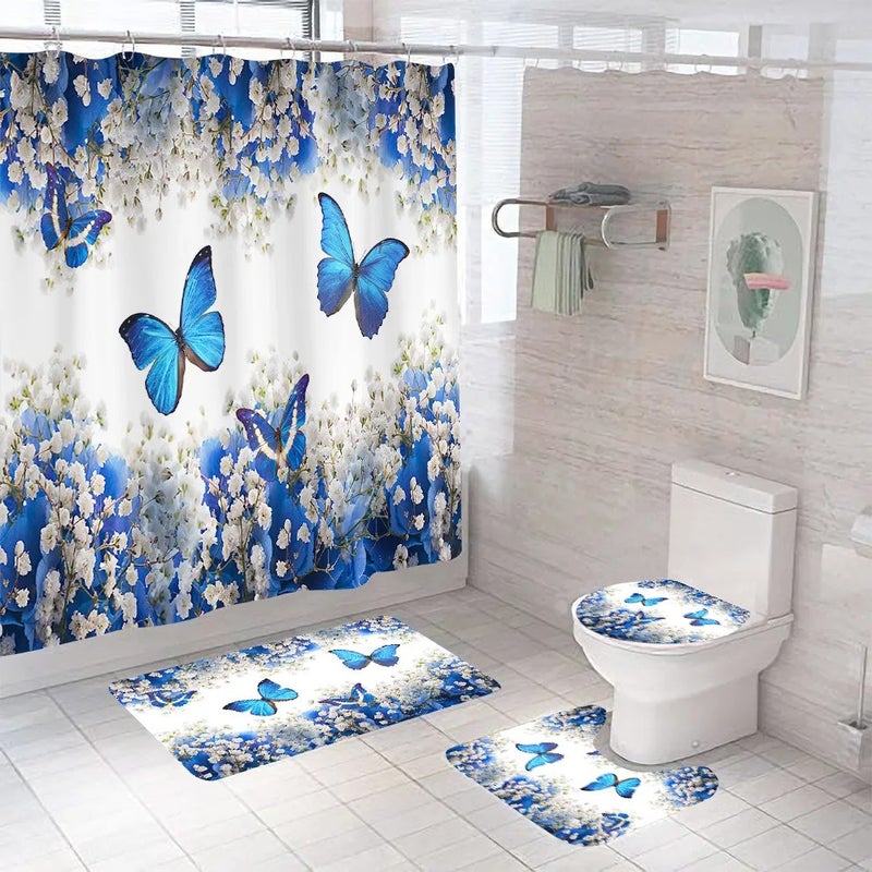 Y&D 100% Polyester 3d Digital Printing 4 Piece Bathroom Sets With Shower Curtain and Rugs - Image 4