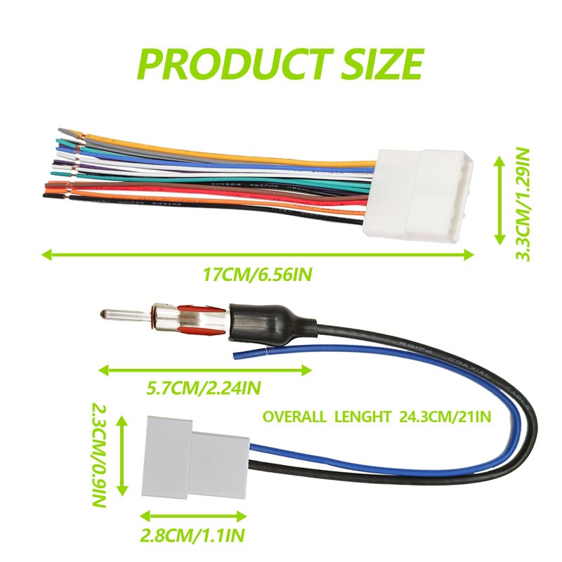 BSAMZO Radio Wiring Harness Connector - Replacement for Nissan 2007-2019/Infiniti 2008-2013/Subaru 2008-2013 Antenna Adapter Cable Connector W/Steering Wheel Switch Control Wire + Stereo Antenna Adapter - Image 2