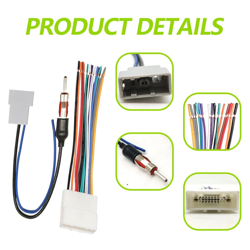 BSAMZO Radio Wiring Harness Connector - Replacement for Nissan 2007-2019/Infiniti 2008-2013/Subaru 2008-2013 Antenna Adapter Cable Connector W/Steering Wheel Switch Control Wire + Stereo Antenna Adapter - Image 3
