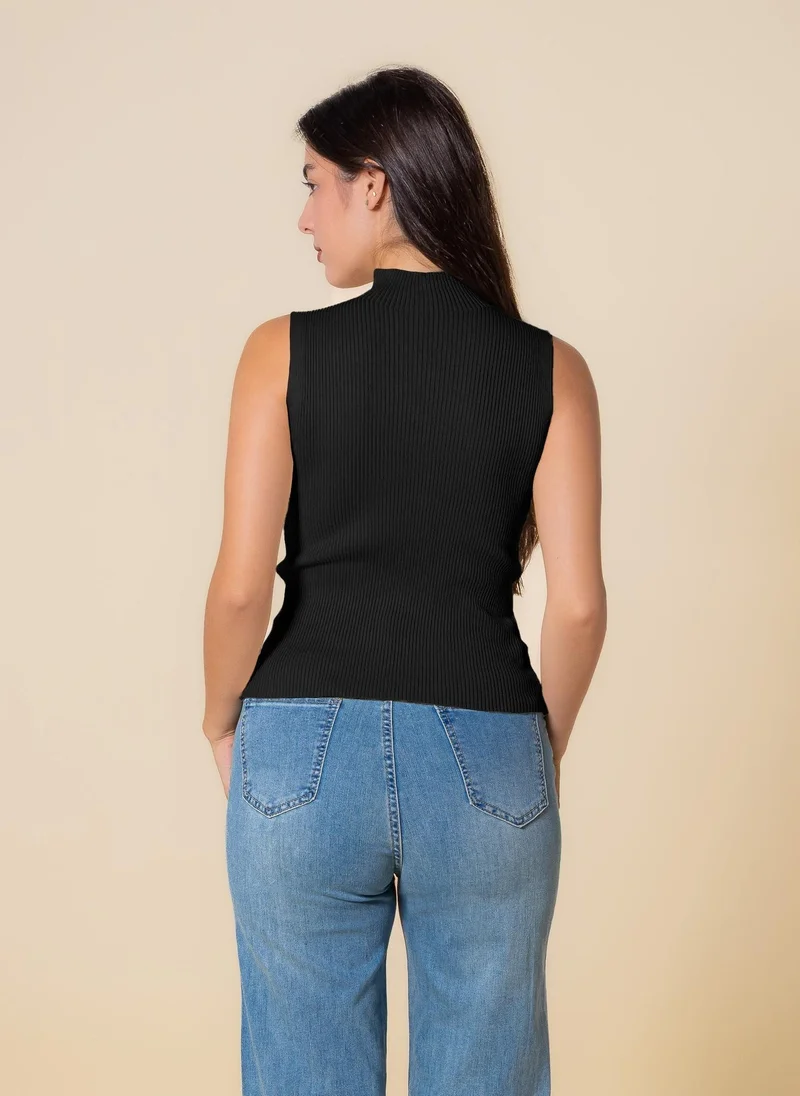 SHAPES KNITED WOOL BLEND HIGH NECK TOP