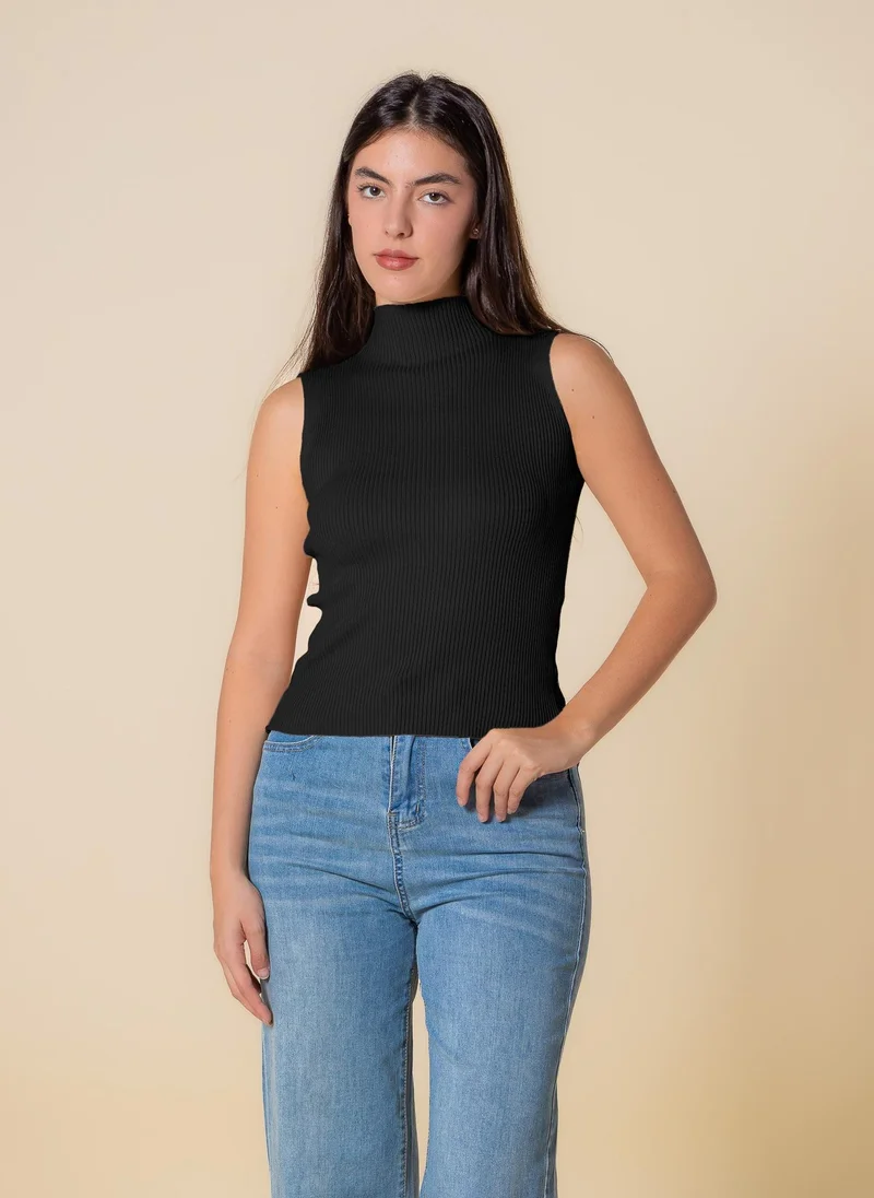 SHAPES KNITED WOOL BLEND HIGH NECK TOP