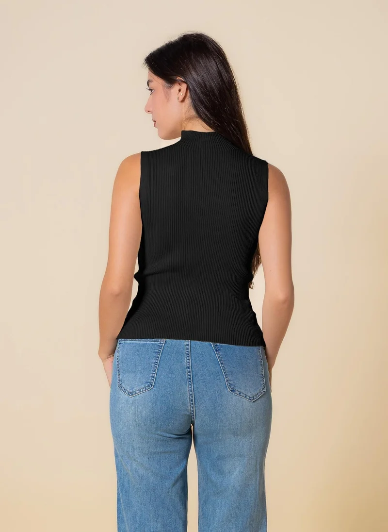 SHAPES KNITED WOOL BLEND HIGH NECK TOP