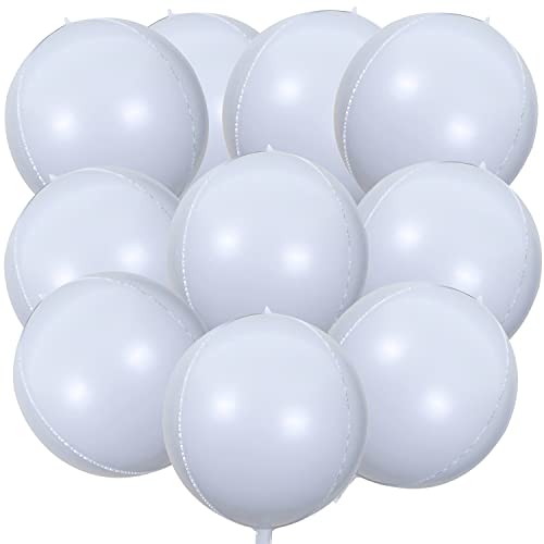 KALOR 10 Pcs 22 Inch White Mylar Balloons Large 4D Giant Round Foil Balloon Big Mirror Metallic Balloons for Birthday Party Baby Shower Gender Reveal Supplies - Image 1