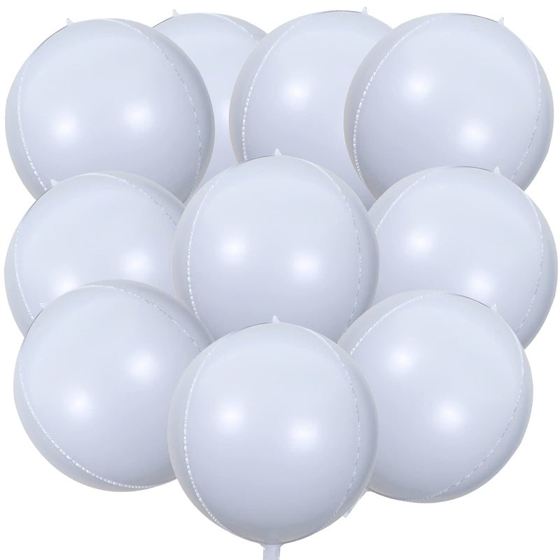 KALOR 10 Pcs 22 Inch White Mylar Balloons Large 4D Giant Round Foil Balloon Big Mirror Metallic Balloons for Birthday Party Baby Shower Gender Reveal Supplies - Image 3