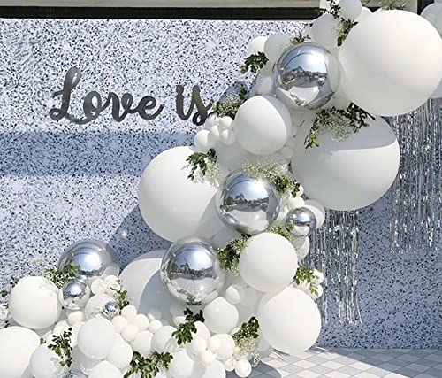 KALOR 10 Pcs 22 Inch White Mylar Balloons Large 4D Giant Round Foil Balloon Big Mirror Metallic Balloons for Birthday Party Baby Shower Gender Reveal Supplies - Image 5