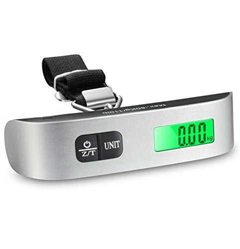 Fosmon Digital Luggage Scale (2 Pack), LCD Display Backlight Temperature Baggage Scale w/ 110lbs Capacity, Portable Stainless Steel Hanging Luggage Weight Scale w/ Tare Function for Travelers - Silver - Image 4