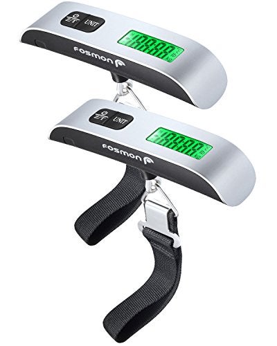 Fosmon Digital Luggage Scale (2 Pack), LCD Display Backlight Temperature Baggage Scale w/ 110lbs Capacity, Portable Stainless Steel Hanging Luggage Weight Scale w/ Tare Function for Travelers - Silver - Image 1