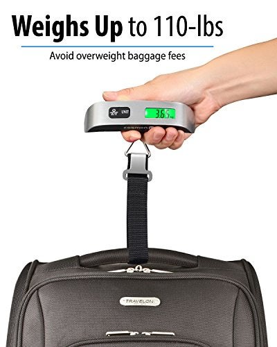 Fosmon Digital Luggage Scale (2 Pack), LCD Display Backlight Temperature Baggage Scale w/ 110lbs Capacity, Portable Stainless Steel Hanging Luggage Weight Scale w/ Tare Function for Travelers - Silver - Image 2