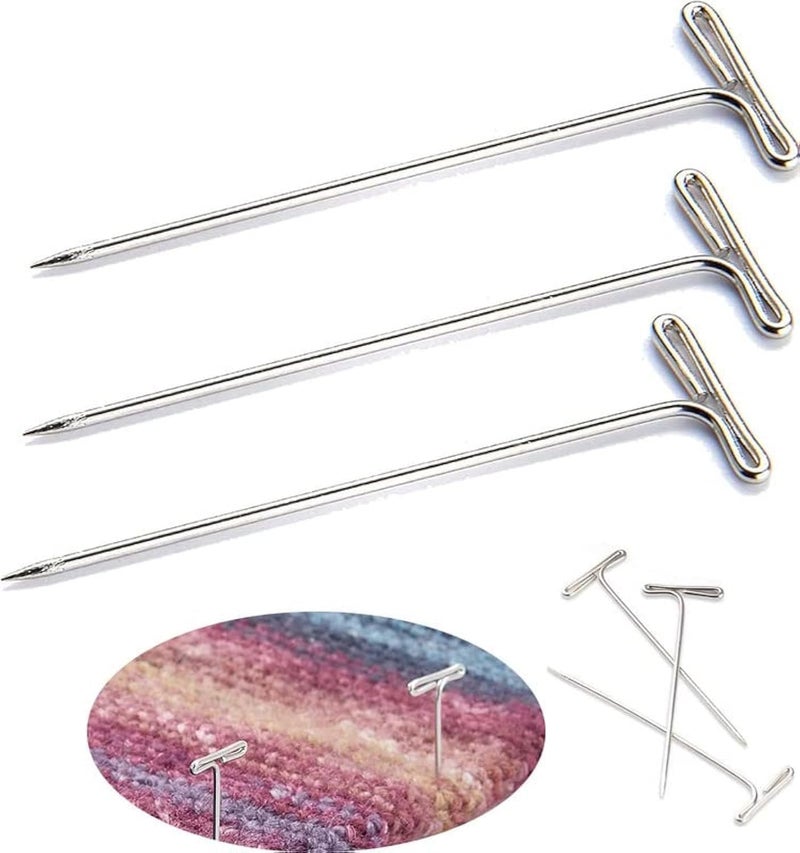 DIY Crafts 299 Pcs Bright Silver As Image Strong Stainless Steel TPins for Blocking Knitting Sewing Choice Units 15 Inch Pin Needles Comes with Hinged Reusabl299 Pcs Bright Silver - Image 1