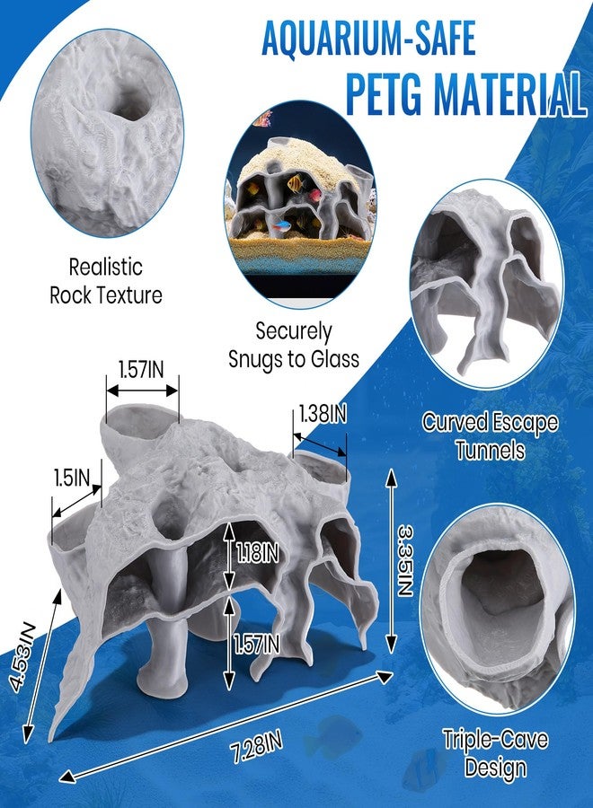 Avenuebool Aquarium Cave Three Hole, 3D Rock Texture Fish Tank Tunnel & Hideout, Natural Under Gravel Aquarium Decor for Small Fish, Shrimp, Corydoras, Kuhli Loach, Hermit Crabs - Image 5