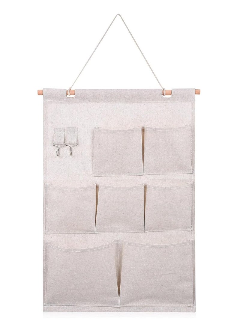 Cotton Fabric Wall Door Closet Hanging Storage Bag Organizer 7 Pockets - Image 5