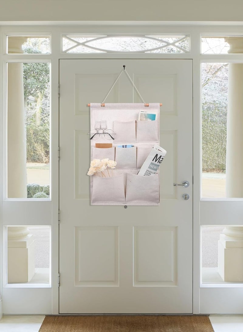 Cotton Fabric Wall Door Closet Hanging Storage Bag Organizer 7 Pockets - Image 4