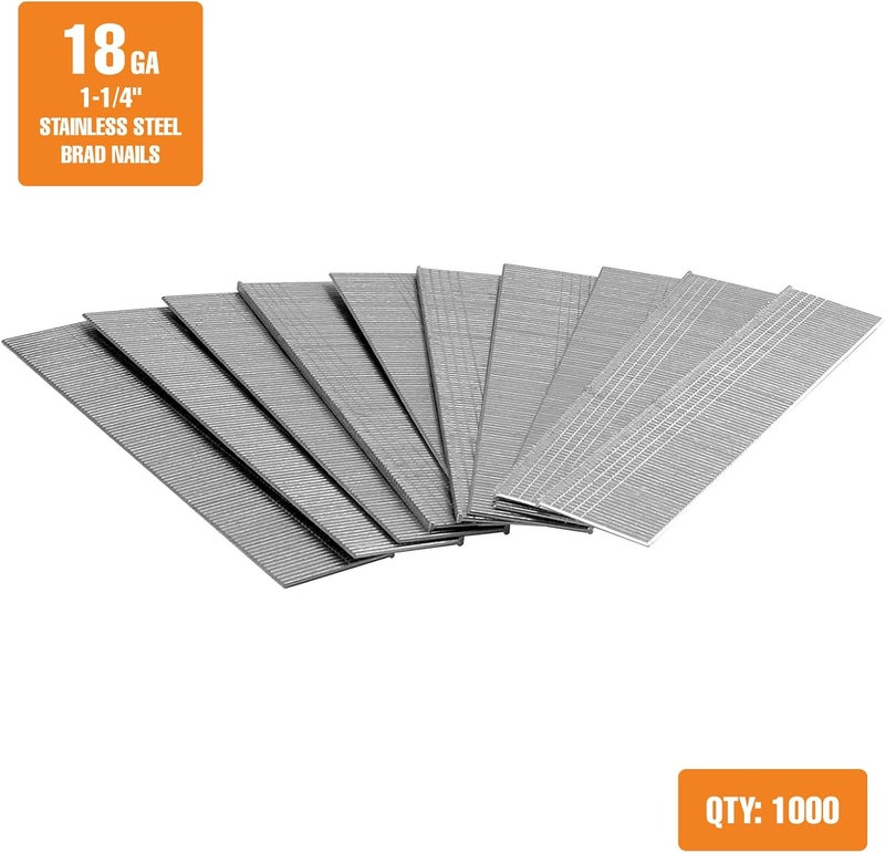 Freeman 18-Gauge 1-1/4" Stainless Steel Glue Collated 18 GA Brad Nails – 1,000 Count – For Interior & Exterior Trim, Moulding, and Baseboards – Corrosion-Resistant - Image 2