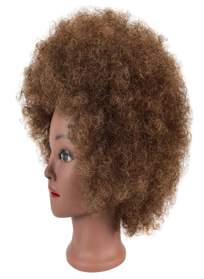 QACIEH Afro Kinky Curly Real 100% Human Hair Mannequin Head with Stand for Hairdresser Practice Cosmetology Manikin Doll Training Head Braiding Styling Cutting Updos - Image 5